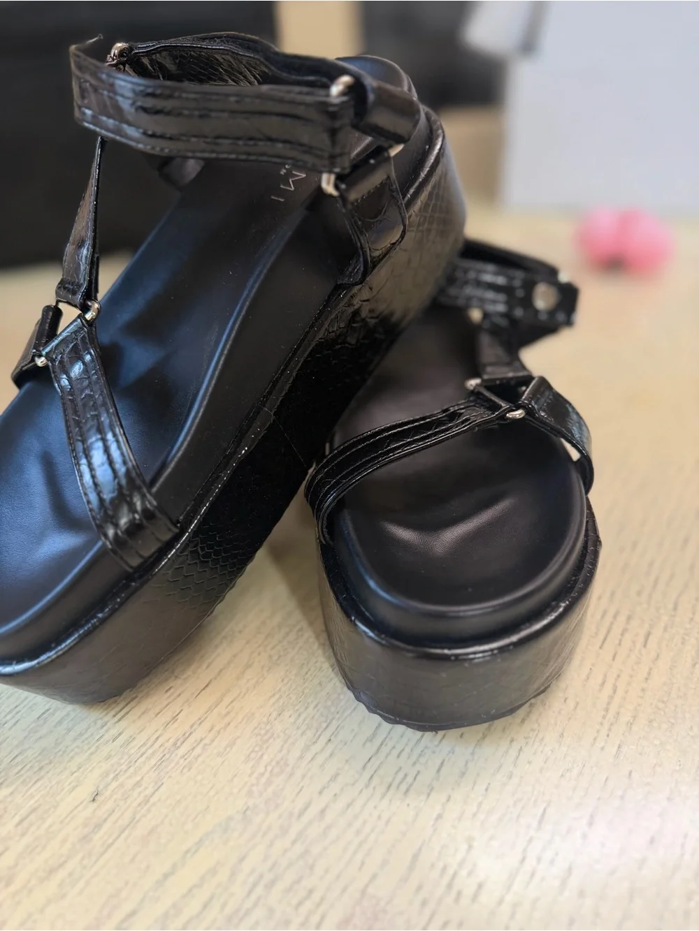 Women's Black Platform Sandal with Ankle Strap
